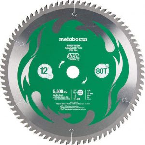 Metabo HPT 12-Inch Miter Saw Blade | 80T | Fine Finish | 1-Inch Arbor | Thin Kerf | 5500 Max RPM | 115436M