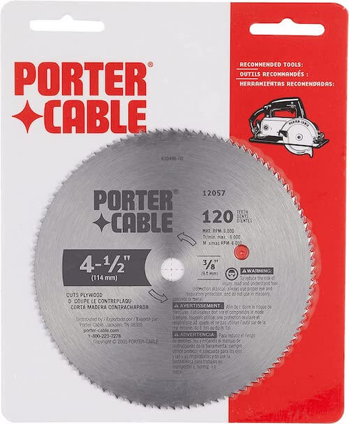 PORTER-CABLE 4-1:2-Inch Circular Saw Blade, Plywood Cutting, 120-Tooth (12057)