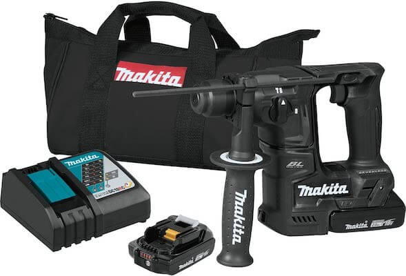 Makita XRH06RB 18V LXT Lithium-Ion Sub-Compact Brushless Cordless 11/16" Rotary Hammer Kit, Accepts Sds-Plus Bits (2.0Ah)